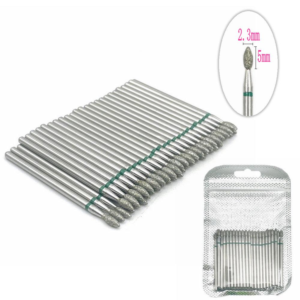 50pcs/pack Diamond Milling Cutter Grinding Drill Bits Diamond Polisher HP 2.35mm Diamond Polisher Nail Drill Bits Drill