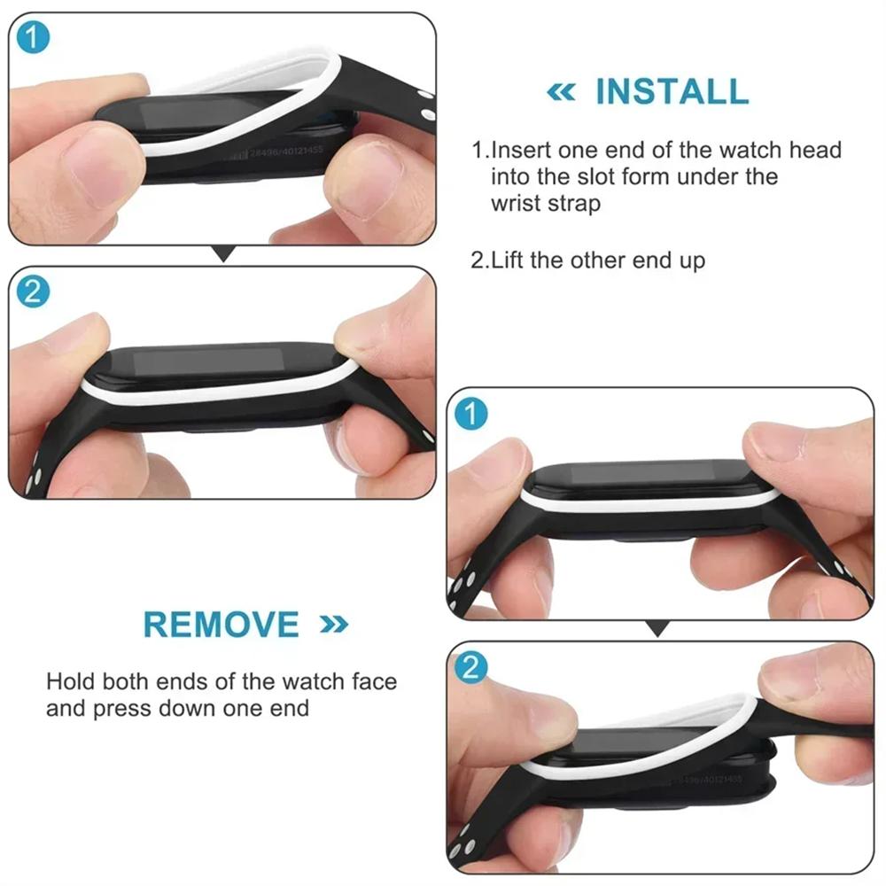 Sport Watch Bands For Xiaomi Mi Band 7 /8Bracelet Silicone Smart wristband Miband 4 Belt pulseira correa mi band 3 4 5 6 strap