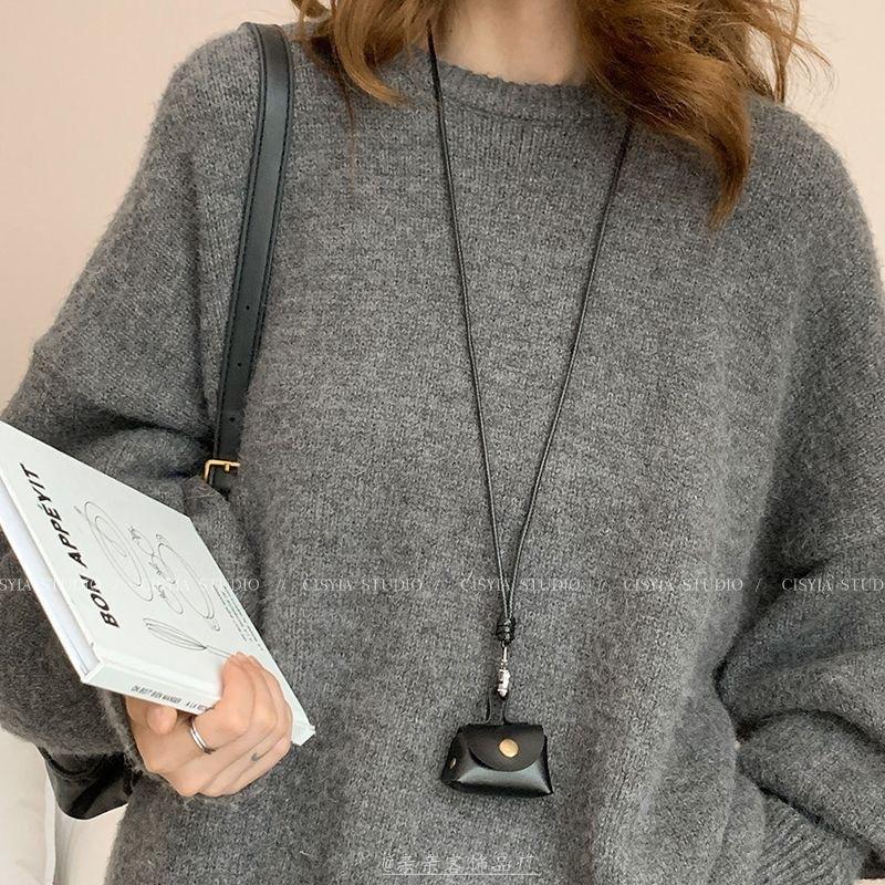 

Кошелек для монет, ключница, кулон на шею One size чёрный
