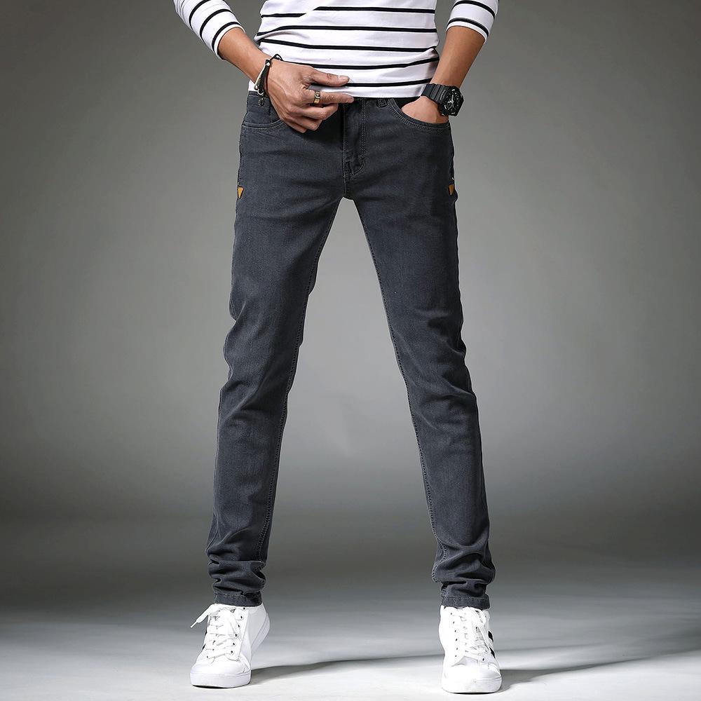 

Мужские облегающие эластичные джинсы скинни в корейском стиле – модная повседневная одежда на весну Size 36 (Waist 2ft8-9in) 90kg