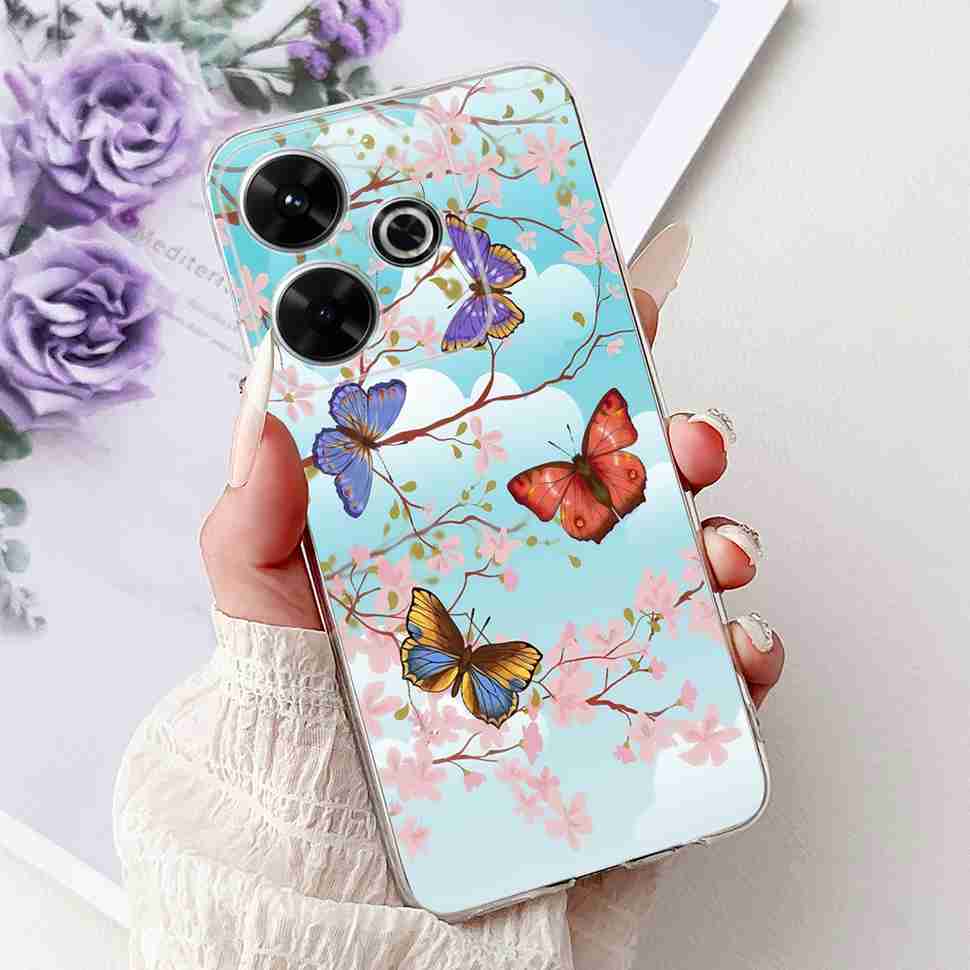 For Xiaomi Redmi 13 4G Case Fashion Girl Flower Silicone Soft TPU Shockproof Cover Coque For Redmi13 redemi13 Bumper Phone Case