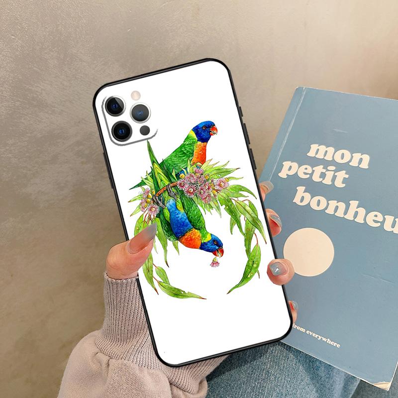 Colorful Parrots Case For iPhone 17 Air 15 14 13 12 11 16 Pro Max 13 mini XR 15 16 Plus 16e Back Cover Shell