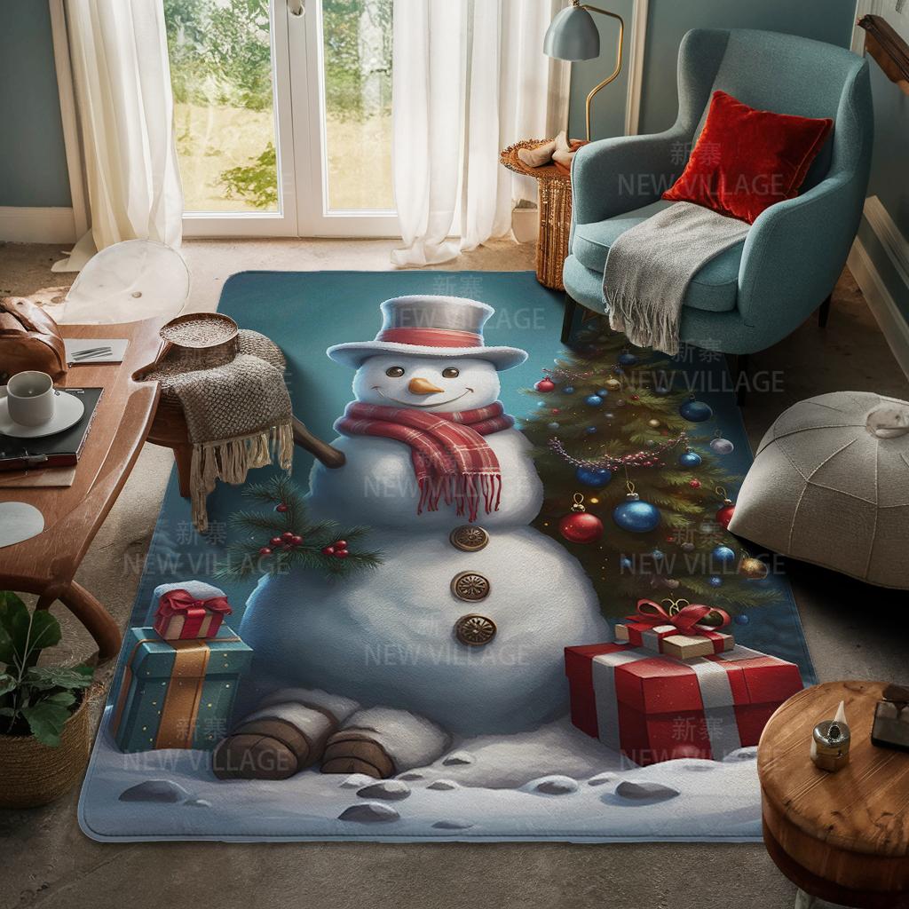 House Entrance Carpet Home Door Mat Living Room Bath Foot Bathroom Non-slip Water Absorption Rugs Bath Merry Christmas Winter