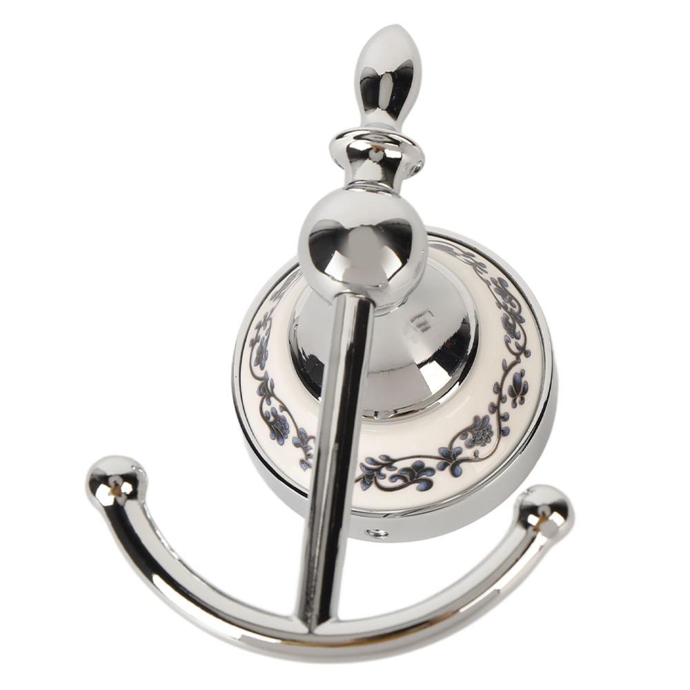 Double Hook Wall Hook Silver Robe Hook Retro Style Coat Hook Home Organization