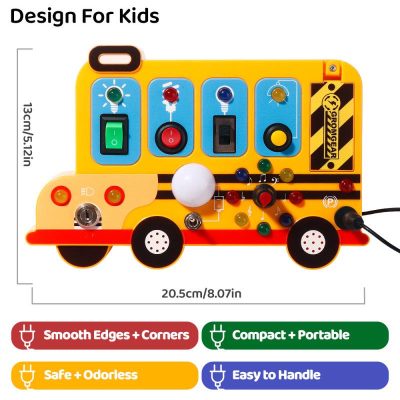 Multifunctional LED Learning School Bus Toy for Early Childhood Education