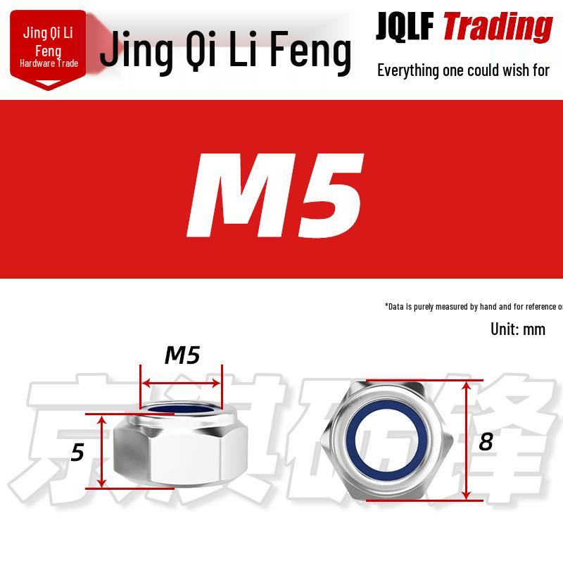 201 Stainless Steel Hex Nut with Nylon Insert, Self-Locking M4-M20