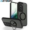 KEYSION 360° Rotating Ring Stand Magnetic Phone Case for Redmi 15 5G 169.5mm Matte Translucent Shockproof Cover for Xiaomi POCO M8s 5G
