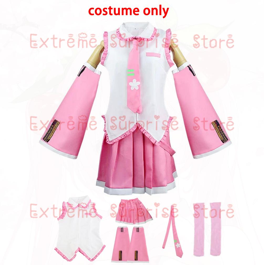 2025 XS-3XL Full Set Pink Cherry Hatsune Miku Cosplay Costume Wig Headwear Prop Miku Cosplay Accessories Halloween Party Outfit