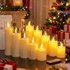 Acrylic Flickering Flameless Candles Set Remote Control Decorative Electric LED Light Pillar Pattern for Home Decoration