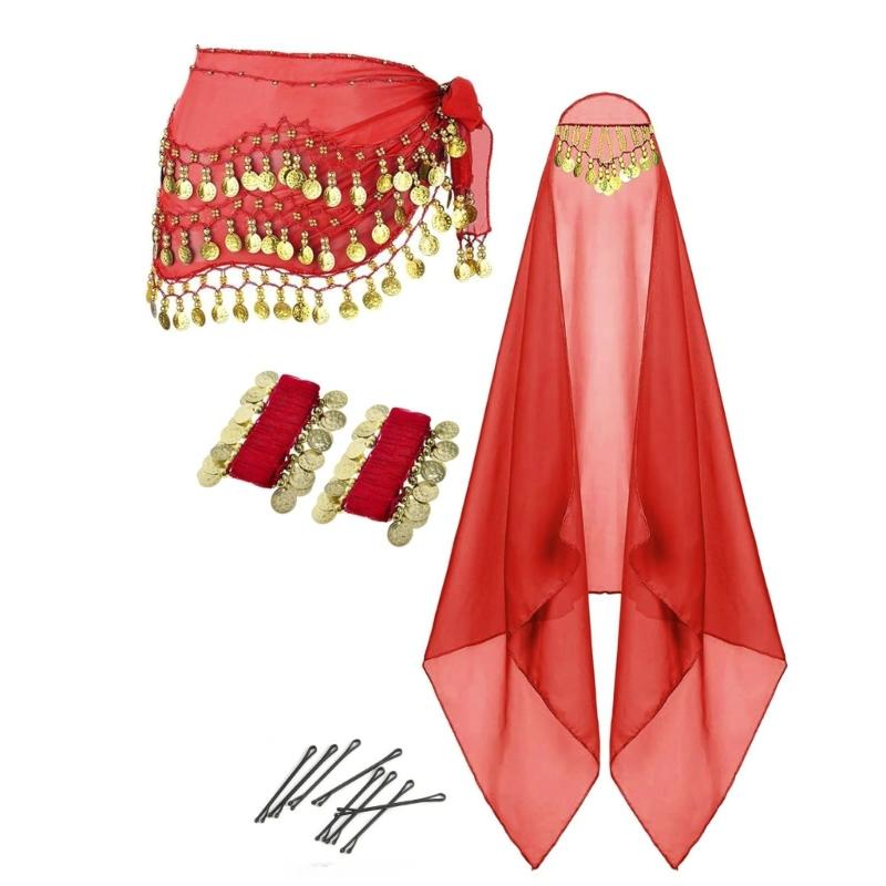 Multi Purpose Stage Costume Set Containing Elegant Veil And Ornamental Headwear For Performances