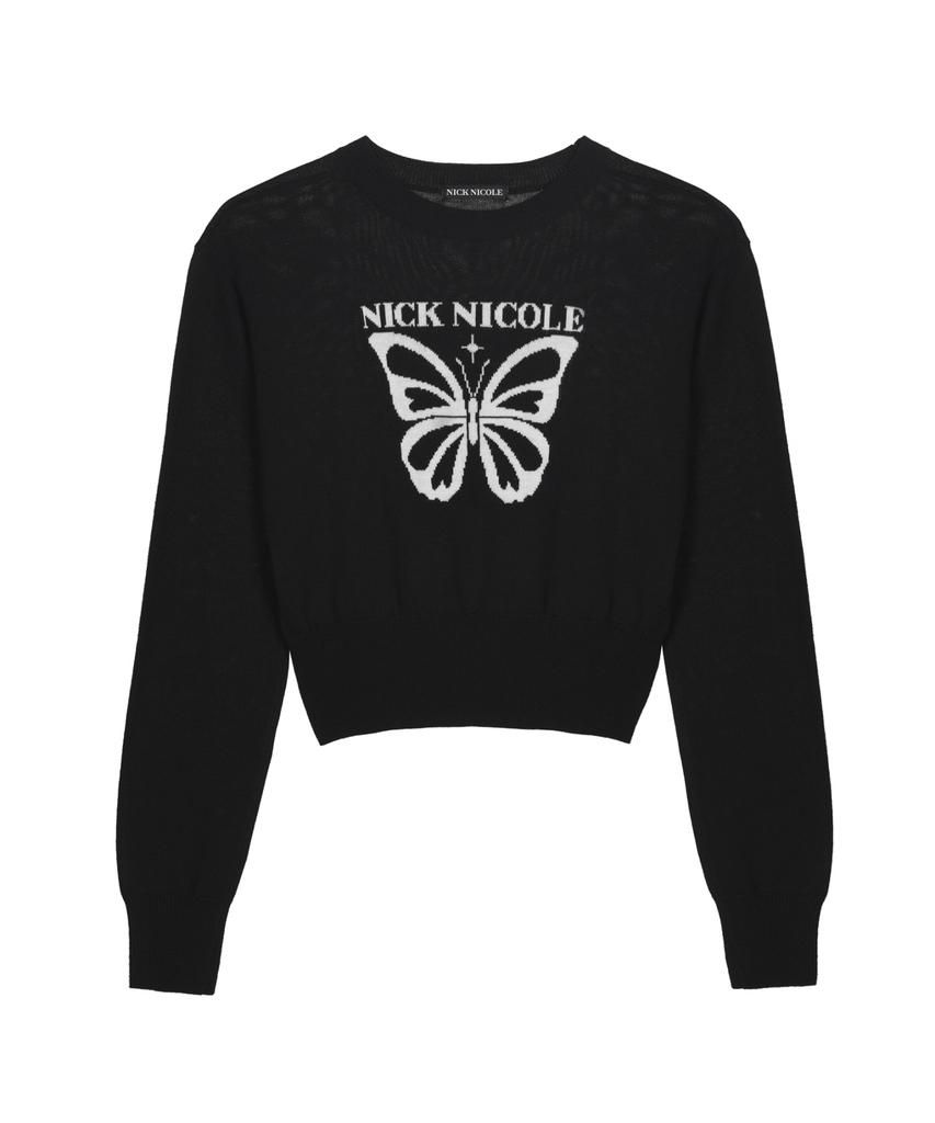 Nigaennikol Bold Butterfly Jaquard Knit_Black