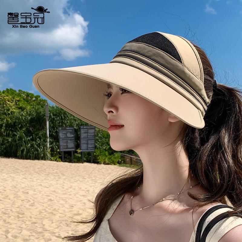 Summer eaves breathable sun hat children outdoor cycling sun hat versatile fashion show face small empty top hat