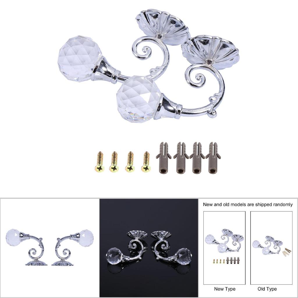 2x Ganci Porta Tende in Metallo e Vetro Gancio Supporto per Tende da Parete Finestra Oro