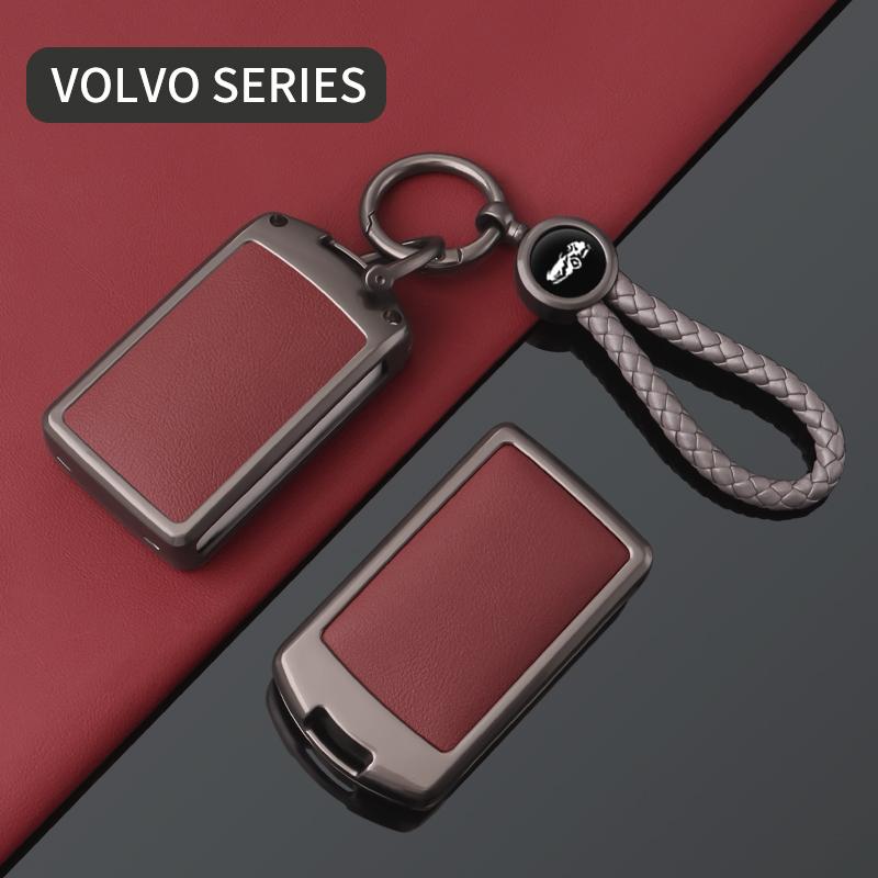 Zinc Alloy Leather Car Key Cover Case for Volvo XC60/XC90/XC40/S90/S60L/V90CC Protective Key Fob Shell Keychain Accessories