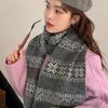 Red knitted scarf women's autumn and winter atmosphere sense versatile thickened warm Christmas gift scarf shawl