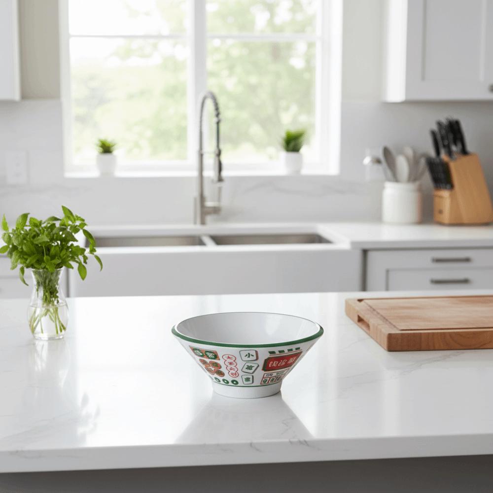 Thickened Melamine Noodle Bowl Imitation Porcelain Conical Rice Bowl Durable Ramen Bowl Restaurant