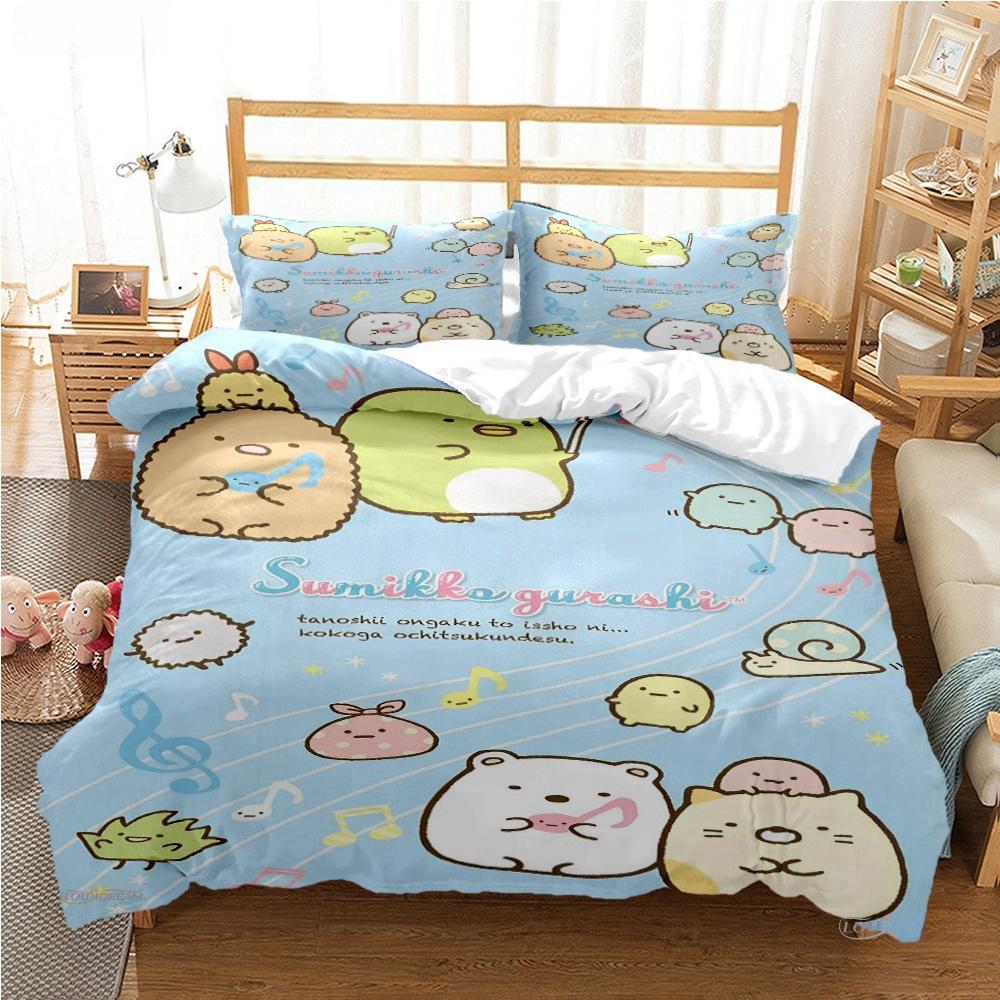 Cartoon Sumikko Gurashi Anime Cute Duvet Cover Funny Kawaii Bedding Set Soft Quilt Cover And Pillowcase Single_Double_Queen_King