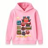 Kids Boys Girls Hoodie Cartoon Red Ball Angry Monsters Print Casual Pullover Hooded Sweatshirt For Children Daily Wear