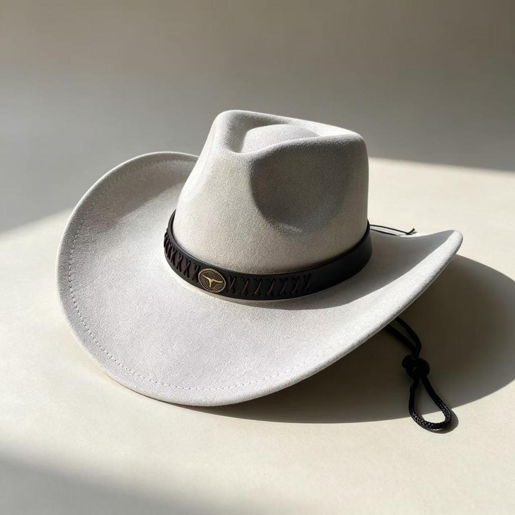 Popular Western Cowboy Hat Men's and Women's Retro Ethnic Style Big-brimmed Knight Hat Suede Cowboy Hat