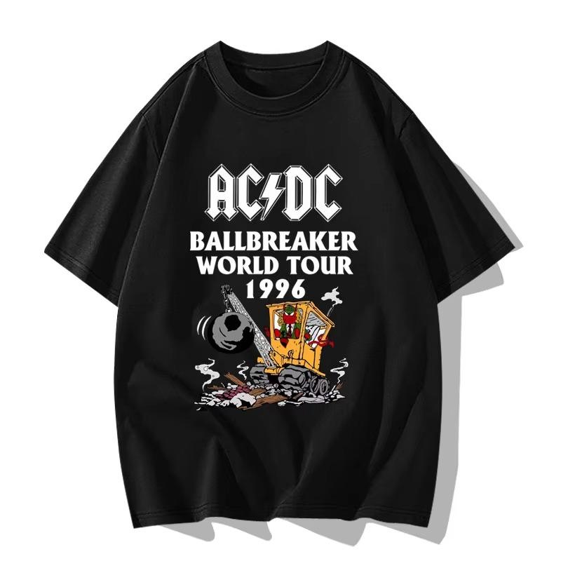 

2025 Новый дизайн уличный панк фанаты ACDC хип-хоп хлопок принт взрослые и детские футболка с коротким рукавом XXXL