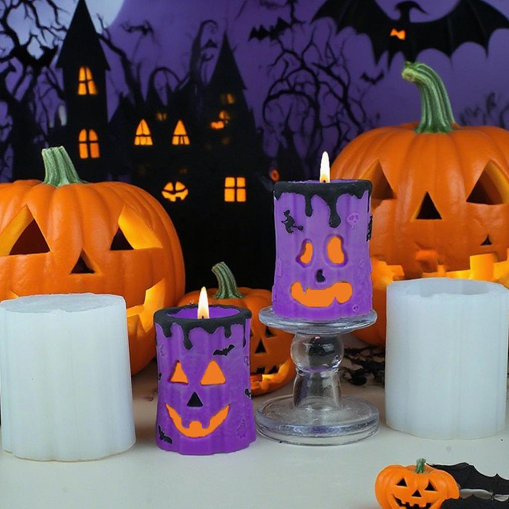Ghost Face Pumpkin Candle Mold Pumpkin Candle Mold Reusable Silicone Tool Crafting Decoration Moulds for Beginners Adults Boys