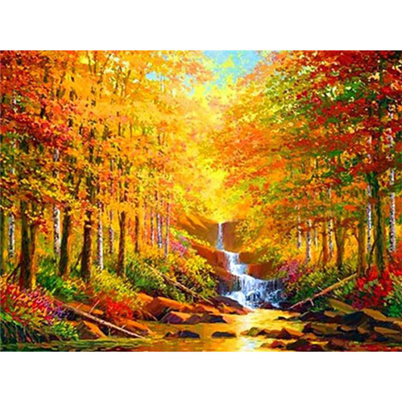 DIY 5D Diamond Painting Kit Full Round Scenery Diamond Embroidery Autumn Cross Stitch Tree Mosaic Crafts Home Decoration
