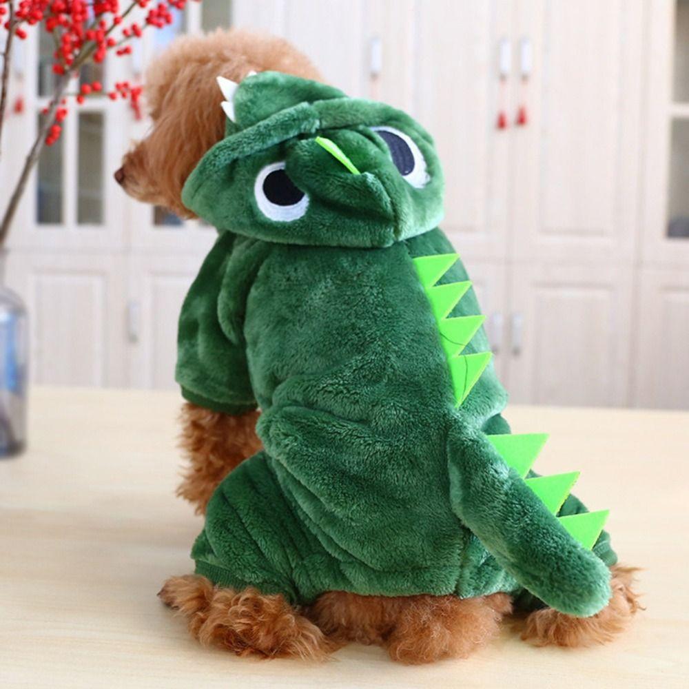 Windproof Dinosaur Jumpsuit Thickened Dog Sweater Cute Pet Costume  Winter