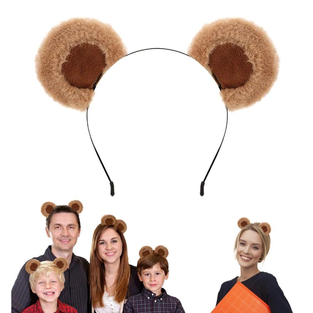 Braunbär Ohren Niedliches Stirnband Flauschiges Grizzly Haarband Tierohren Kopfschmuck für Make-up Gesicht Waschen Party Halloween Geschenk