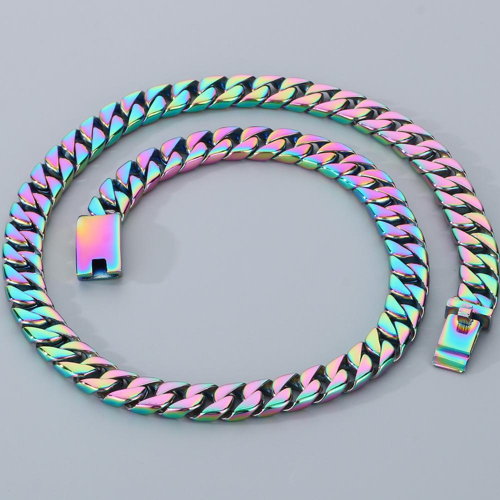 50/60CM Long 12MM Wide Cuban Link Chain Necklaces for Men Solid Stainless Steel On Neck Chains Party Male Jewelry Gifts 5 Color