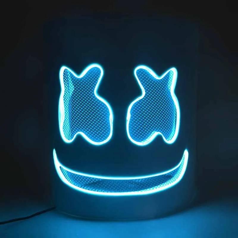 LED Marshmallow Mask Light Up Full Face DJ Helmet For Halloween Cosplay, Rave Music Festival Party Luminous Headgear