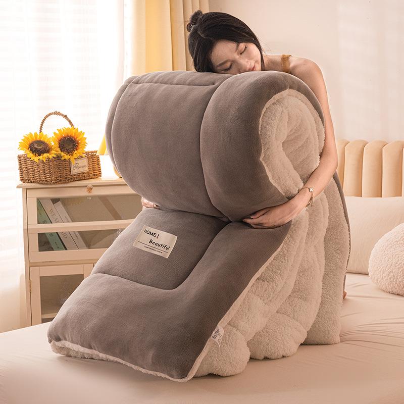 

Утолщенное одеяло из овечьей шерсти и молочного бархата - Теплое одеяло из кораллового флиса для студенческого общежития, одинарное хлопковое ядро 200x230cm Super Thick Winter Quilt ~10kg