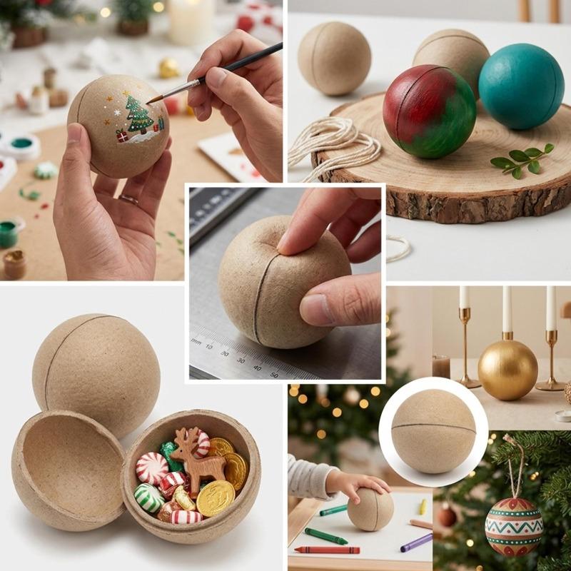 Palla Pitturabile di Natale Palla Vuota in Cartapesta Palline per Artigianato Fai da Te Palline da Appendere per Decorazioni Albero di Natale Palline Riempibili da Pitturare a Mano