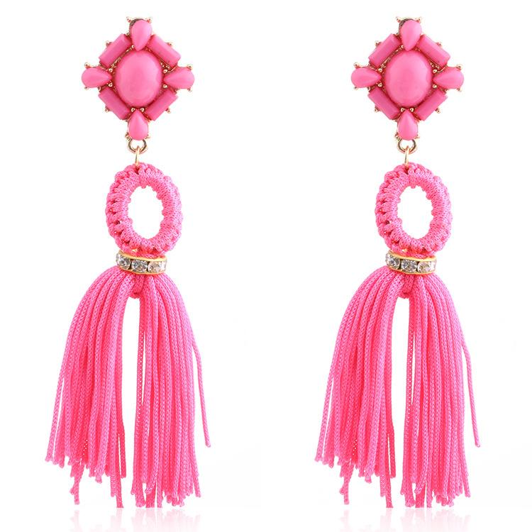

JMXD-серьги с бахромой в стиле кальсон для женщин, преувеличенные украшения, серьги в этническом стиле, подвески, серьги, гвоздики. розовый