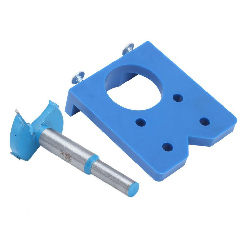 35mm Hole Cutter Concealed Hinge Jig Kit Woodworking Tool for Cabinet Cupboard Door Hinge Drilling Hole Jig with Depth Stop