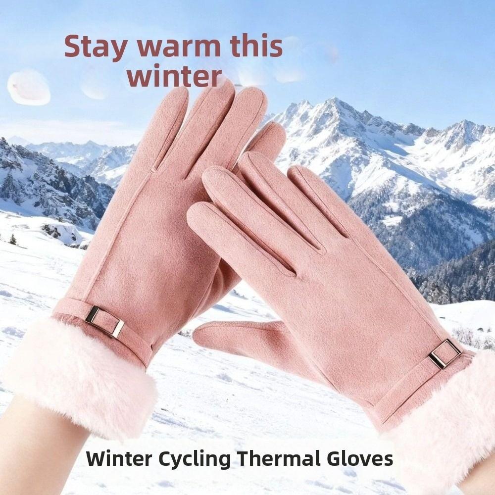 Warm Full Finger Mittens Touch-screen Riding Protective Mittens Plush Driving Gloves Cycling