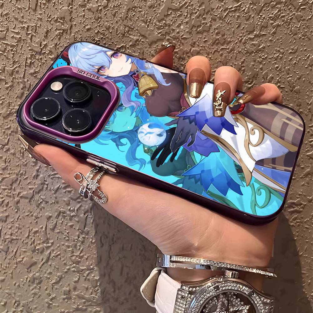 Ganyu Genshin Impact Phone Case For IPhone 17 16 15 14 13 12 11 Plus Pro Max Multicolor Aurora Laser Shockproof Funda Cover