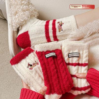 Herbst- und Wintersocken Verdickte Thermosocken Weihnachten Plüsch Haus Schlafsocken