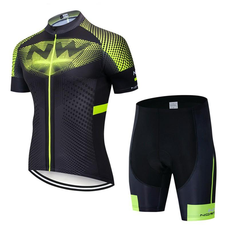Unisex Cycling Jersey Set Short Sleeve Bib Shorts Breathable Moisture Wicking Bike Wear