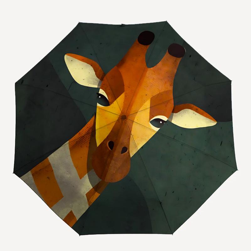 

1pc Giraffe Portrait Automatic Open/close Umbrella, 8-Rib sturdy structure, Portable Travel Umbrella, Parties, Everyday Useb013