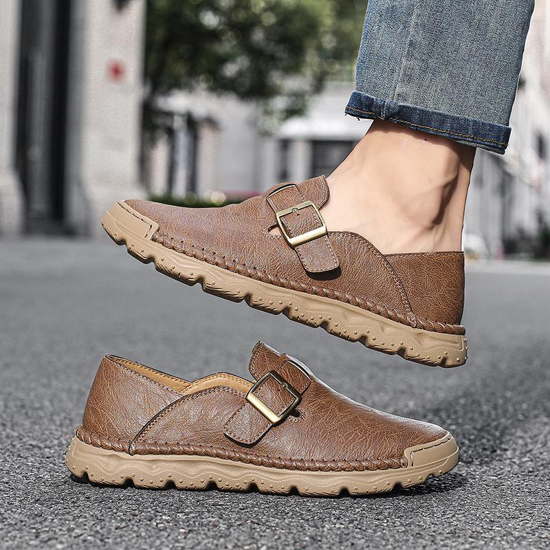 Handmade Casual Leather Shoes Moccasins Men Flats Shoes Large Size 39-48