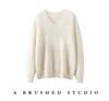 Kang Sai Ni Women's 100% Cashmere Long Brushed Sweater, Old Money Style Knitwear