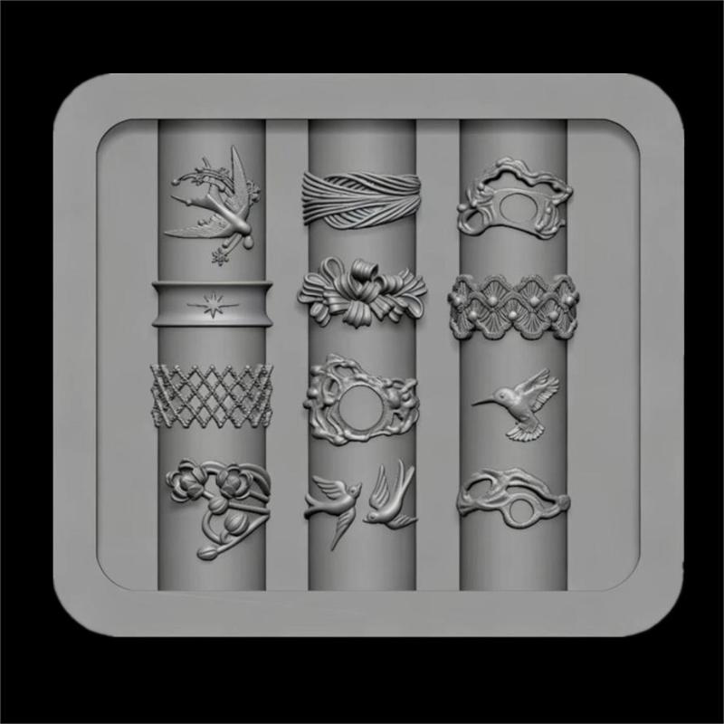 3D Bowknot Silicone Nail Mold Non-Toxic Mixed Shape DIY Manicure Mould for Gel Polish Nail Art Decoration A