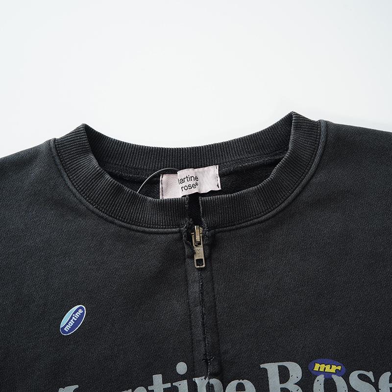 Martine Rose Washed Vintage Slogan Jacket - Trendy Loose Outerwear with Sticker Print and Zipper