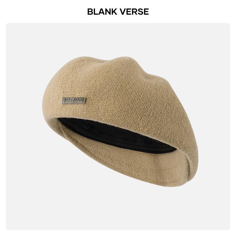 Autumn and winter new metal standard beret children big head circumference show face small reverse wear woolen forward hat painter hat