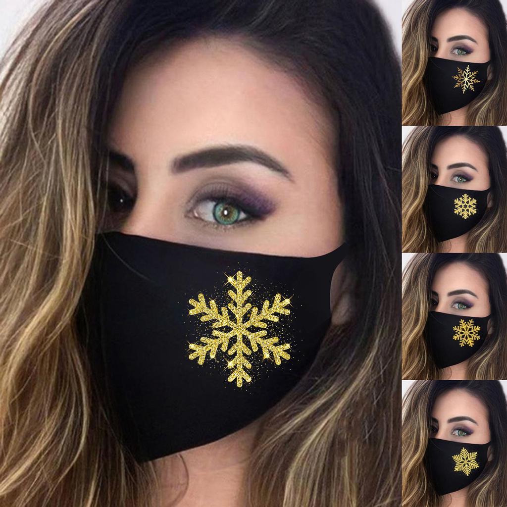 1pc Snowflake Print Adult Fashion Washable Reusable Pollution Cover Face