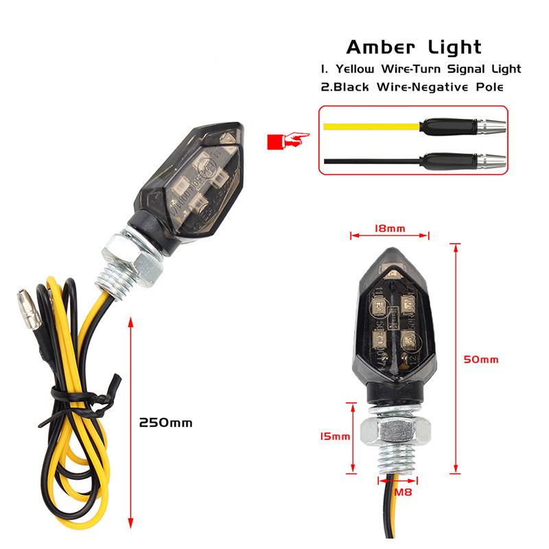 Motorcycle LED Turn Signal Light Mini Universal Led Amber Blinker Lamp 10mm Motorbike LED Indicators Lights 12v Turn Signal