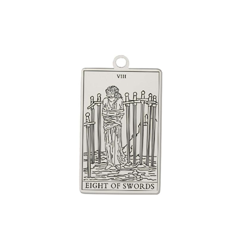 Dawapara Tarot Card Pendant Suit of Swords Minor Arcana Amulet Stainless Steel Charms for Jewelry Making DIY Accessories