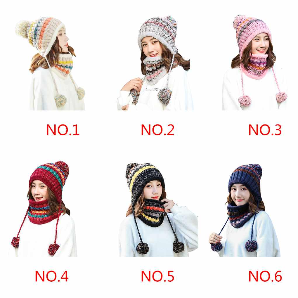 Zimní dámská čepice a nákrčník pro dospělé Venkovní Cyklistika Běh Teplá Kuličková čepice Šála