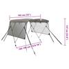 3 Bow Bimini Top with Mesh Side Panels 183 x (185 198) x 137 cm