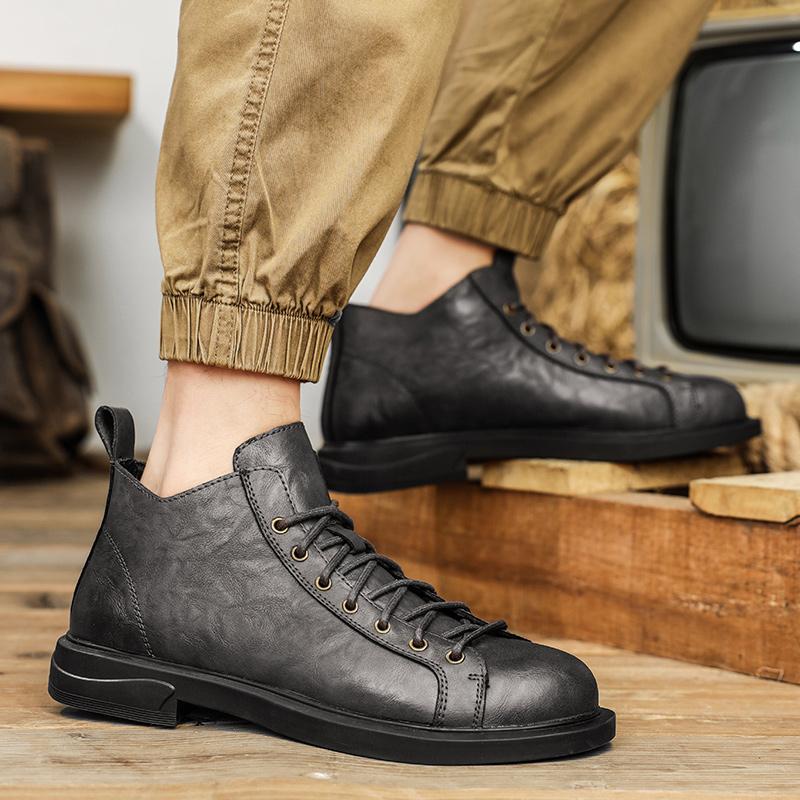 Fashion Brand Fashion Genuine Leather Male Casual Shoes 2024 New for Men Motorcycle Boots Classic Male Comfortable Winter Boots